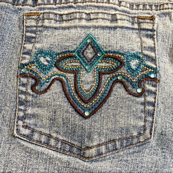 SO Stretch Embellished Jeans Turquoise Stitching - Picture 5 of 16